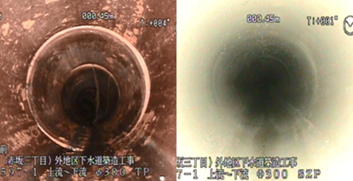 下水道工事・下水道管渠調査（TV カメラ調査）